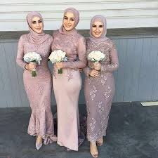 Long Sleeve Muslim Bridesmaid Dresses Full Lace Applique Mermaid Prom Gowns Floor Length New Arrival Long Evening Dress Polka Dot Bridesmaid Dresses Popular Bri Popular Bridesmaid Dresses Bridesmaid Dresses With Sleeves