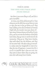 THE ONES WHO WALK AWAY FROM OMELOS