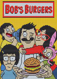Cross stitch patterns bob's burgers. Bob S Burgers Poster Square Grid Pattern 128 Columns X 138 Rows Pattern By Me Man Halloween Cross Stitch Patterns Cross Stitch Books Cross Stitch Bookmarks
