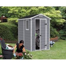 Keter Manor 4 X 6 Resin Storage Shed All Weather Plastic Outdoor Storage Gray White Walmart Com Garden Storage Shed Resin Outdoor Storage Plastic Sheds