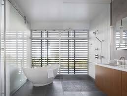 Dog shower with subway tiles, concrete countertop, stainless steel fixtures, and slate flooring. Best 60 Modern Bathroom Slate Floors Design Photos And Ideas Dwell