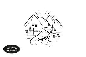 Download Mountain River Illustration Graphic By Sasongkoanis Creative Fabrica PSD Mockup Templates