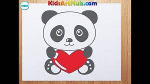 Great fun for the entire family! How To Draw Valentine Day Panda With Heart Youtube