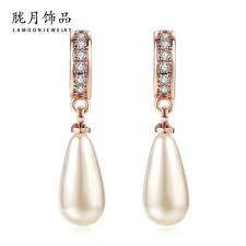 珍珠耳钉 跨境爆款首饰韩版珍珠耳钉镀玫瑰金耳饰批发 阿里巴巴 bridal earrings pearl unique dangle earrings women jewelry gift