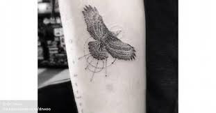 It was the first tattoo of her that she got. Fine Line Style Eagle Tattoo On Zoe Kravitz S Right