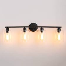 What can we help you find? 4 Light Industrial Bathroom Vanity Light Hardwire Industrial Glass Wall Sconce Vintage Edison Black Bathroom Lighting Fixture Exclude Bulb Amazon Com