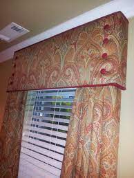 The hardware for these mesh sheer draperies is hidden behind aview full post ». Diy Cornice Cornice Drapes W Same Fabric Cute Buttons Custom Window Treatments Window Treatments Bedroom Window Treatments