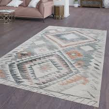 Feinschlingen velour teppich strong dunkelblau in 24. Teppich Ethno Design Flachgewebe Wohnzimmer Teppichmax