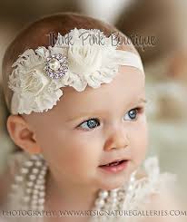 Ivory Headband, Headband ,baby Girl Headband,newborn Headband,christening  Headband,shabby Chic Headband, Baptism Headband, Baby Headbands. 1