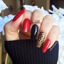 Black And Red Acrylic Nail Ideas Pin By Erica Harris On Nail Art Leopard Print Nails Nail Designs Valentines Red Acrylic Nails