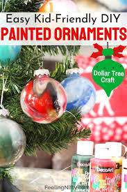 Alternate the colors and add the paint in about 4 places through the opening. Diy Ornament Balls Paint Swirl 2 Ways Dollar Tree Craft