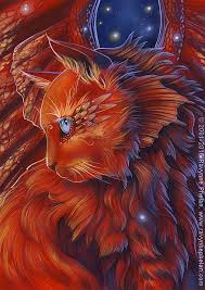 Ravynne Phelan Red Dragon Cat Fantasy Art Spirit Animal Art Art