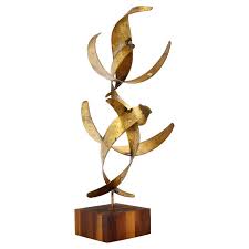 5 out of 5 stars. William Bowie Table Top Metal Gold Leaf Sculpture Solid Wood Block Base For Sale At 1stdibs