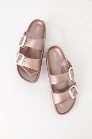 Birkenstock Arizona Rose Gold Buckle Jasmin Rose Gold Buckled Slide Sandals Satin Slide Sandals Slide Sandals Rose Gold Sandals