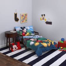 Disney 4 Piece Toddler Bedding Set Mickey Mouse Playhouse Blue White Standard Toddler Mattress 52 X 28 X 8 Toddler Bed Set Toddler Bedding Decor Toddler Bed