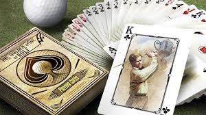The dealer distributes 9 cards clockwise around the table to each player, 1 at a time. The Golden Age Of Golf Playing Cards The Vintage Flavor Of The Best Swing Max Playing Cards