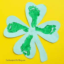 These fun and festive st. Lucky Footprint 4 Leaf Clover St Patrick S Day Paper Craft For Kids