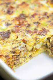 Arrange sausages and bacon on a rimmed baking sheet. Keto Breakfast Casserole With Bacon Buns In My Oven