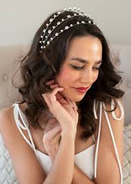 3-row Silver Wedding Headband, Pearl Bridal Headpiece, Silver Rhinestone  Wedding Hair Accessory- 6387