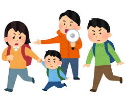 避難する人と避難誘導する人のイラスト | かわいいフリー素材集 いらすとや