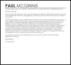 Apprentice Mechanic Cover Letter Sample Cover Letter Templates Examples