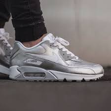 Nike Air Max 90 Premium Leather White Metallic Silver 724871 100 120 Nike Air Max Nike Air Max 90 Air Max