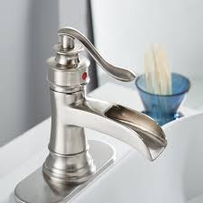 Maybe you would like to learn more about one of these? Buy Bathroom Faucet Brushed Nickel Sink Waterfall Bath Spout Vanity Antique Style Deck Mount Single Hole Single Handle Mixer Tap With Pop Up Drain Stopper Supply Lines Hose Lead Free By Bathfinesse Online In