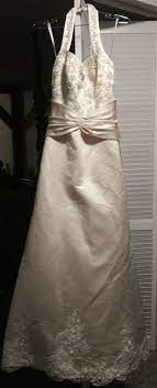 Size 8 Davids Bridal Beaded Detail Halter Champagne Ivory Wedding Gown Elegant Fashion Clothing Shoes Accessories Weddingformaloccasion Weddingdresses