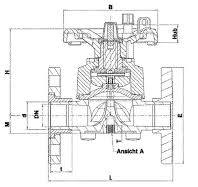 Клапан мембранный фланцевый T4 PVDF D63 DN50 PN10 DIN-ANSI-JIS PTFE