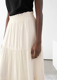 Smocked Waist Tiered Midi Skirt Midi Skirt Skirts White Midi Skirt
