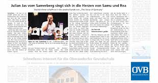 Julian Jas Vom Samerberg Singt Sich In Die Herzen Von Samu Und Rea Ovb Heimatzeitungen