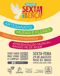 🎉 Bora curtir o sextou no Compaz? Tem programação imperdível vindo por aí!  ✨ 📍 Nesta sexta-feira (29), o Compaz Leda Alves, no Pina, promove a  segunda edição da Feira da Bença,