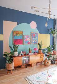 wand muster ideen wohnzimmer wohnzimmer bunt raumdekoration rauminspiration