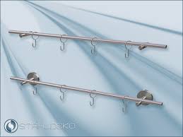 A simple and elegant stainless steel staircase railing design, showing elevation, section and its fixing detail. Sont10 Design Railing Sont10 V2a Stainless Steel System For Kitchen Furnishing And Kitchen Design