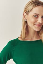 TATUUM, Pulover cu maneci raglan si decolteu barcuta, Verde englez, XL