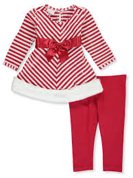 Bonnie Jean Baby Girls Sequined Candy Cane 2 Piece Leggings Set Outfit