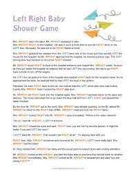 Printable Left Right Baby Shower Story Game Baby Shower Games Baby Shower Printables Coed Baby Shower Baby Shower Fun