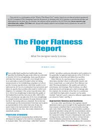 The Floor Flatness Report