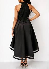 Lace Panel Sleeveless Black High Low Dress Rosewe Com Usd 36 12 Black High Low Dress A Line Prom Dresses High Low Dress