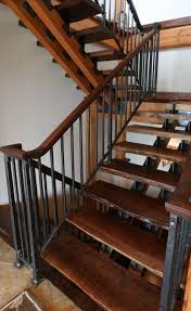 Metal and wood products will take any idea a customer has and metal & wood products (1958) ltd. All Metal Components For This Walnut Staircase Were Hand Forged With A Natural Oil Finish Rustic Stairs Stair Remodel Rustic Staircase
