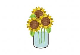 Mason jar crafts and projects have been a craze for a long time now. Mason Jar Sunflower Three Machine Embroidery Design Daily Embroidery