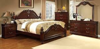 Queen bedroom set storage dresser: Cm7260 5 Pc Mandura Collection Luxurious English Style Cherry Finish Wood Queen Bedroom Set With Ornamental Headboard And Footboard