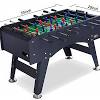 The soccer foosball table has 0.625 solid fiberglass rods with rubber bumpers that give firm grip to hold while you play. 1