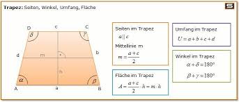 Wie kommen wir nun zum flächeninhalt a des trapezes? Trapez Berechnen Mehr Zur Mathematik Und Lernen Allgemein Unter Zentral Lernen De Mathe Mathe Formeln Tagliches Mathematik