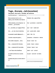 Tage Monate Und Jahreszeiten