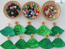 paper plate christmas tree counting decoration learning 4 kids