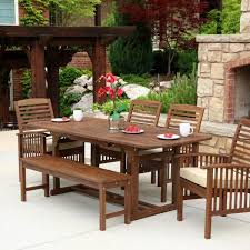 Check out dining sets based on seating capacity and the area of your patio. Walker Edison Furniture Company Boardwalk 6 Piece Dark Brown Acacia Outdoor Dining Set With Cushions Hdw6sdb The Home Depot