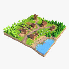 Cartoon Low Poly Village 3d Model Low Poly Design Quotes Art Model Village