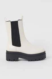 Women chelsea boots size 7.5 chunky heel nwt. Platform Chelsea Style Boots White Ladies H M Us