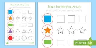 Free interactive exercises to practice online or download as pdf to print. Shapes Size Matching Activity Teacher Made